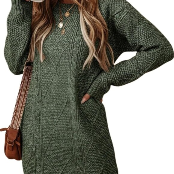 Cable Knit Sweater Dress in green size small - Picture 9 of 10